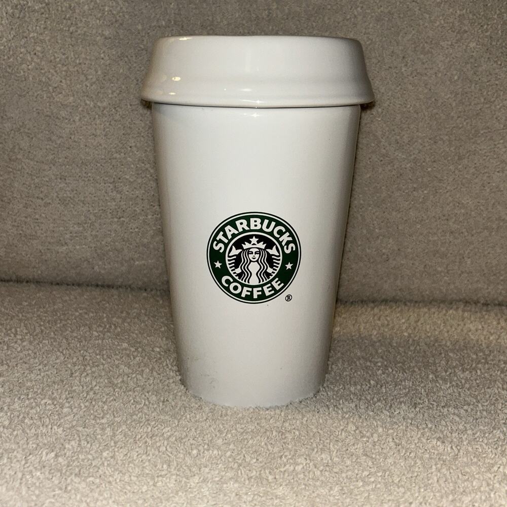 Starbucks To Go Mermaid White Ceramic Canister - Vintage 2000